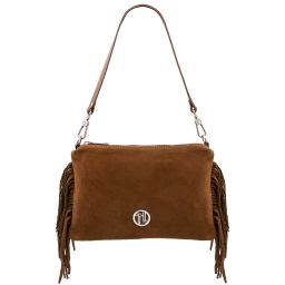 Nomade Suede Leather Fringe Clutch Cognac TL142495