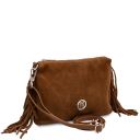 Nomade Suede Leather Fringe Clutch Cognac TL142495