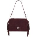 Nomade Sac à Main en Cuir Daim et Franges Bordeaux TL142495