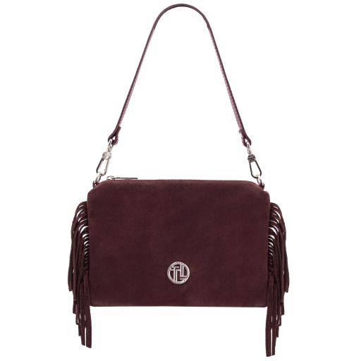Nomade Bolso Noche en Piel de Gamuza con Flecos Bordeaux TL142495