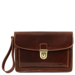 Max Leather Handy Wrist bag Brown TL8075