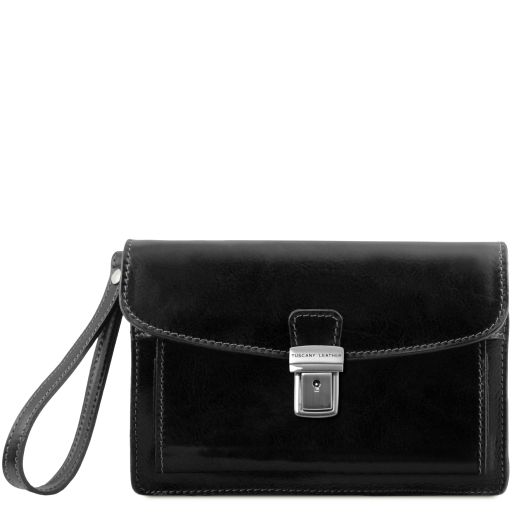 Max Leather Handy Wrist bag Black TL8075