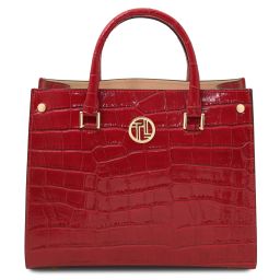 Croque Handtasche aus Leder mit Kroko-Prägung Rot TL142504