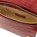 Croque Croc Print Leather Handbag Red TL142503