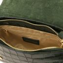 Croque Croc Print Leather Handbag Forest Green TL142503