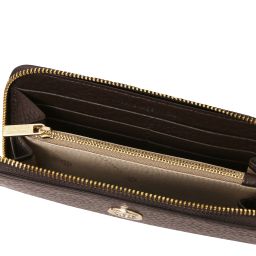 Financier Exclusive zip Around Leather Wallet Dark Brown TL142494