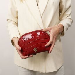 Vera Neceser en Piel Efecto Coco Verde Oscuro TL142514