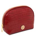 Vera Croc Print Leather Toiletry Case Red TL142514