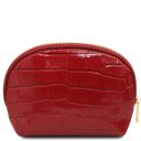 Vera Croc Print Leather Toiletry Case Red TL142514