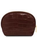 Vera Croc Print Leather Toiletry Case Coffee TL142514