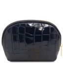 Vera Croc Print Leather Toiletry Case Dark Blue TL142514