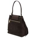 Nomade Suede Leather Fringe Shoulder bag Dark Brown TL142512