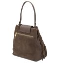Nomade Suede Leather Fringe Shoulder bag Dark Taupe TL142512