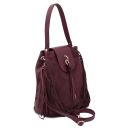 Nomade Sac à épaule en Cuir Daim et Franges Bordeaux TL142512