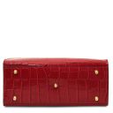 Linosa Croc Print Leather Handbag and Croc Print Leather Toiletry Case Red TL142522