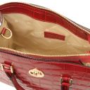 Linosa Bolso a Mano en Piel Efecto Coco y Neceser en Piel Efecto Coco Rojo TL142522