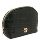 Linosa Bolso a Mano en Piel Efecto Coco y Neceser en Piel Efecto Coco Verde Oscuro TL142522