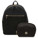 Itaca Mochila en Piel y Neceser en Piel Suave Negro TL142523