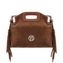 Nomade Sac à Main en Cuir Daim et Franges Cognac TL142496
