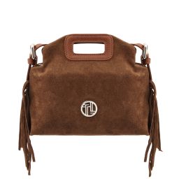 Nomade Bolso Noche en Piel de Gamuza con Flecos Cognac TL142496