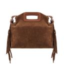 Nomade Bolso Noche en Piel de Gamuza con Flecos Cognac TL142496