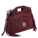 Nomade Pochette in Pelle Scamosciata con Frange Bordeaux TL142496