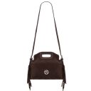 Nomade Pochette in Pelle Scamosciata con Frange Testa di Moro TL142496