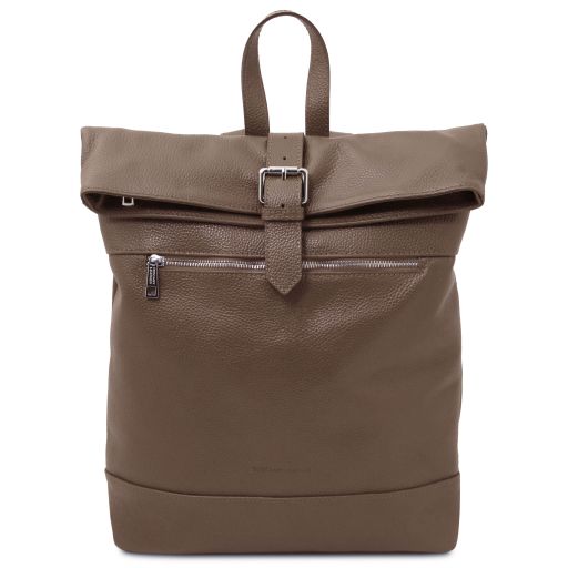 London Soft Leather Backpack Dark Taupe TL142502
