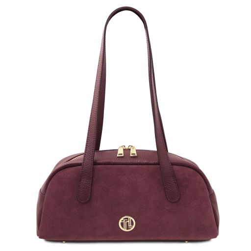 Eclaire Bolso con Badolera en Piel Agamuzada Bordeaux TL142516
