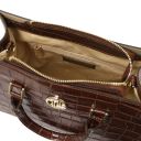 Croque Croc Print Leather Handbag Coffee TL142504
