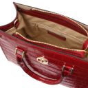 Croque Croc Print Leather Handbag Red TL142504
