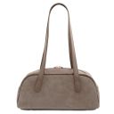 Eclaire Suede Leather Shoulder bag Dark Taupe TL142516