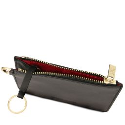 Leather Card Holder With Handle Black TL142544