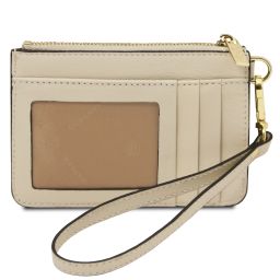 Portacarte in Pelle con Manico Beige TL142544