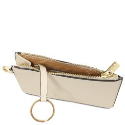 Portacarte in Pelle con Manico Beige TL142544