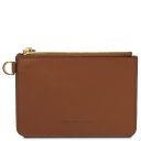 Leather Card Holder With Handle Cognac TL142544