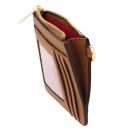 Leather Card Holder With Handle Cognac TL142544