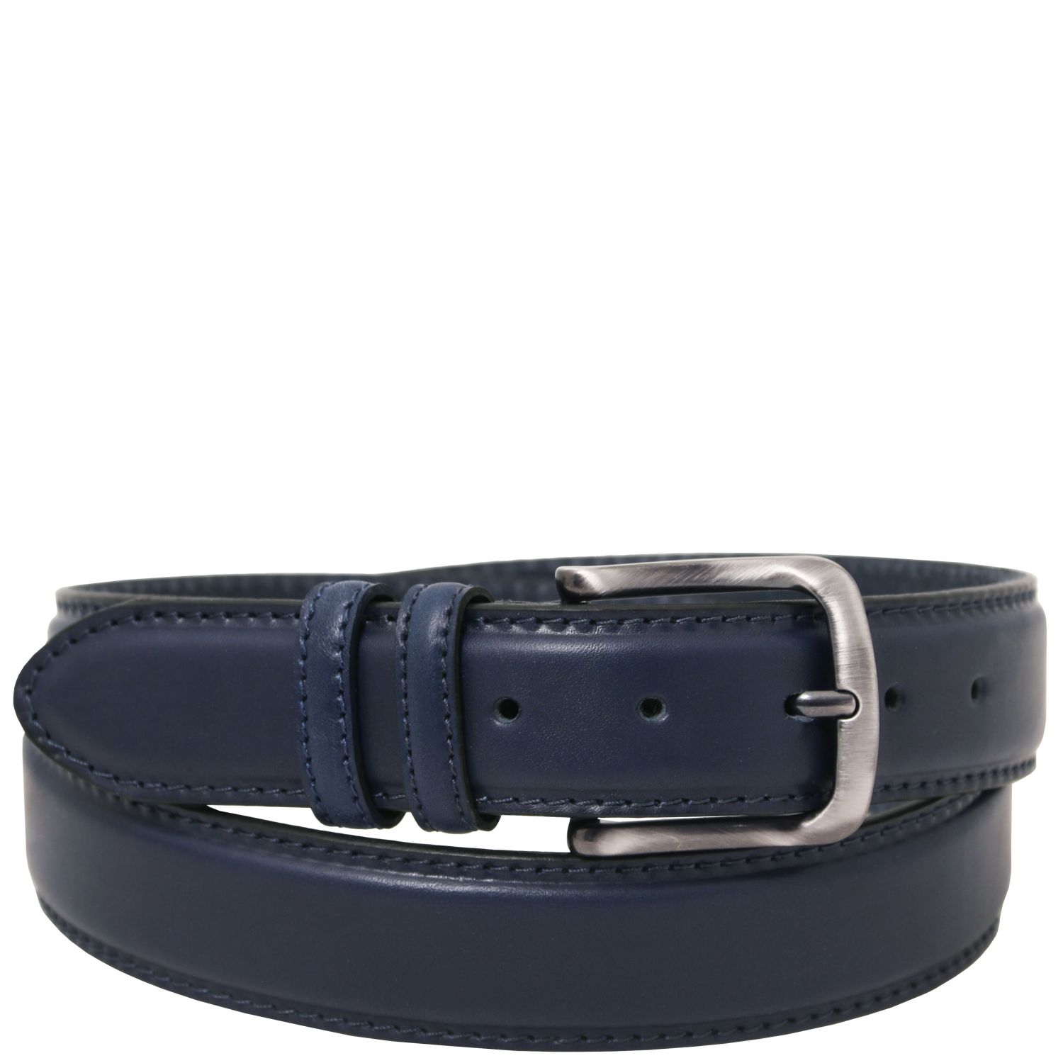 Cintura classica toscana in pelle 40mm bombata Blu scuro