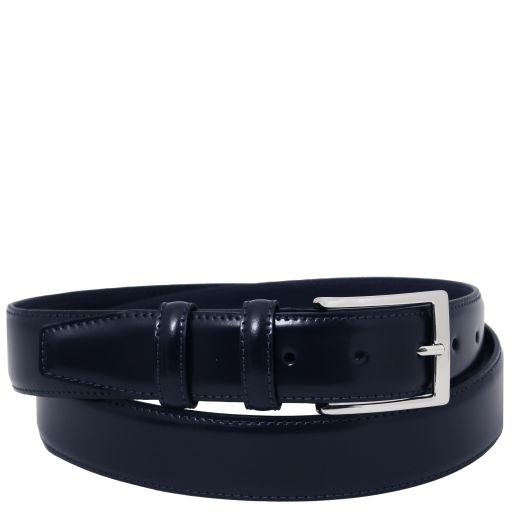 Elegant Brushed Leather Belt 35mm Dark Blue TL142538