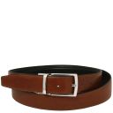 Ceinture élégante Réversible 35mm en Cuir Lisse Marron TL142541