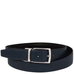 Elegant Double-sided Leather Belt 35mm in Smooth Leather Dark Blue TL142541
