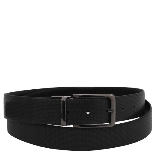 Elegant Double-sided Leather Belt 35mm in Smooth Leather Черный TL142542