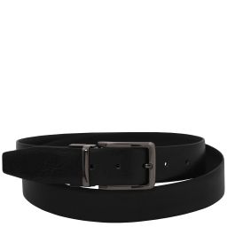Elegant Double-sided Leather Belt 35mm in Smooth Leather Черный TL142542