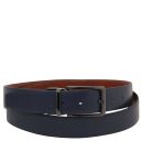 Elegant Double-sided Leather Belt 35mm in Smooth Leather Dark Blue TL142542