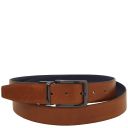 Elegant Double-sided Leather Belt 35mm in Smooth Leather Dark Blue TL142542