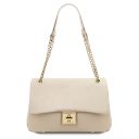 Elettra Schultertasche aus Weichem Leder Beige TL141646