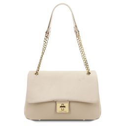 Elettra Schultertasche aus Weichem Leder Beige TL141646