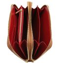 Mira Double zip Around Leather Wallet Cognac TL140809