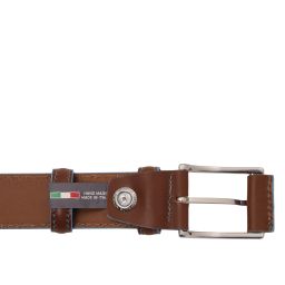 Casual Leather Belt 35mm With Light Blue Edges Brown TL142528