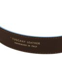 Cinturón Casual de Piel 35mm con Bordes Azul Claro Marrón oscuro TL142528